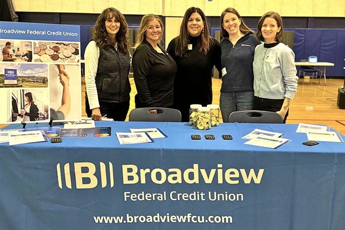 broadview education team posing at a table